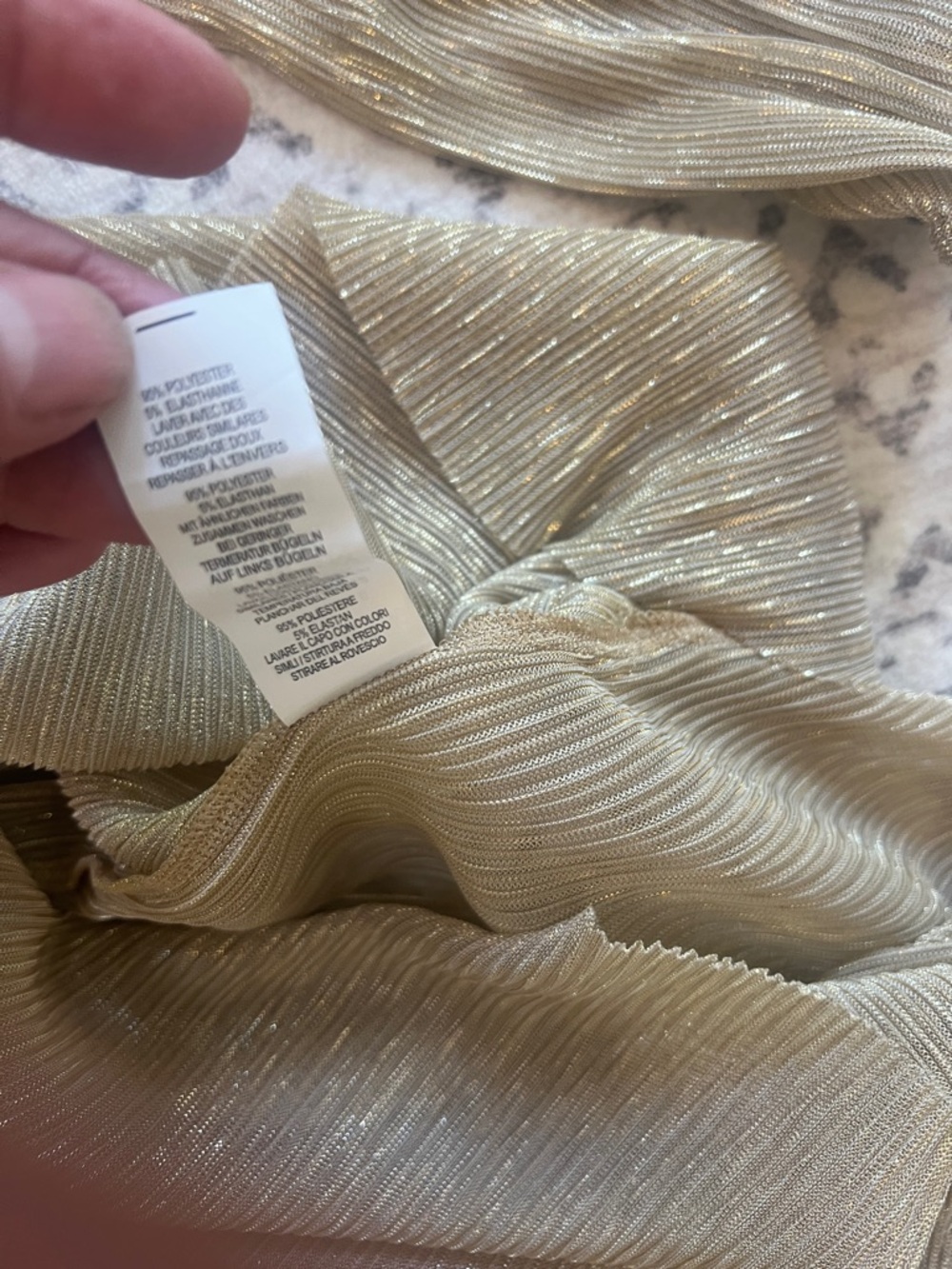 PrettyLittleThing Metallic Beige Twist-Front Long Sleeve Dress - Picture 8 of 8